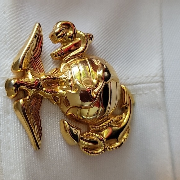 Authentic USMC Marine Corps Dress Blue White Enlisted Cover & Frame Hat  23-83